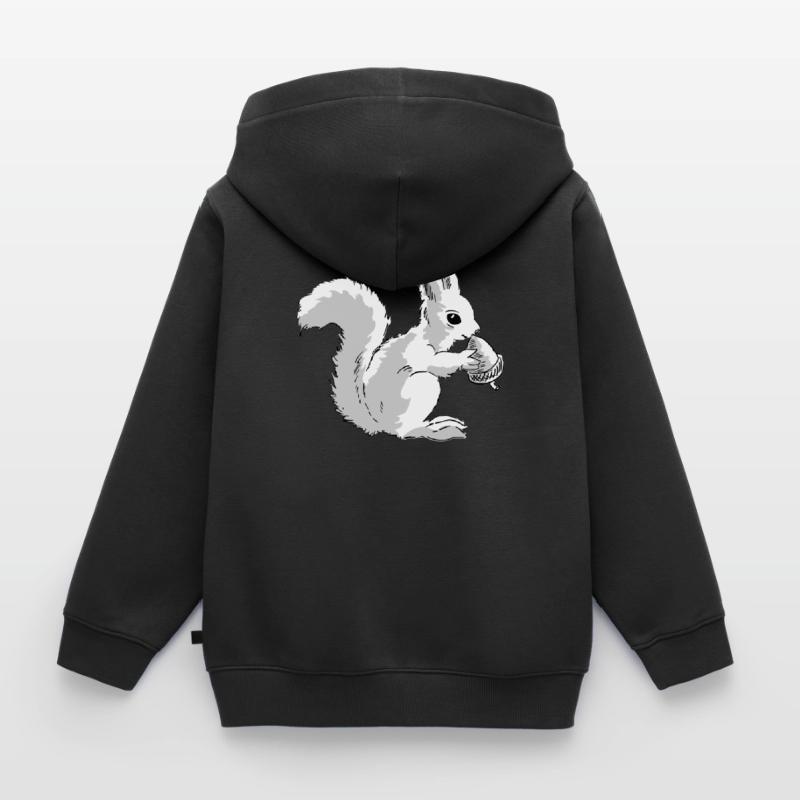 Squirrel eats a nut Kids Premium Organic Zip-up Hoodie