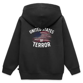 The United States Of Terror - Kinder Premium Organic Zip Hoodie - Schwarz - Hinten - AI Model Kid Male (0cm)