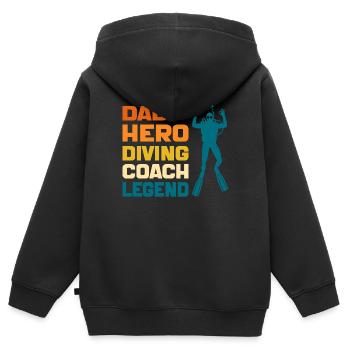 Dad Hero Diving Coach Legend Funny Diving Dad 2024 - Sweat Premium à capuche zippé enfant bio - noir - Dos - AI Model Kid Male (0cm)