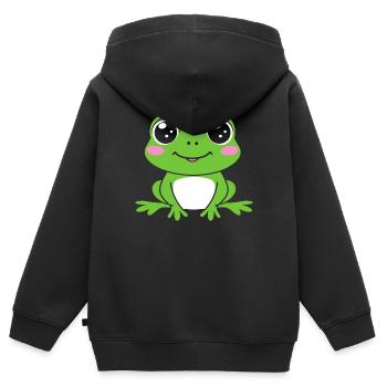 Kleiner Frosch - Kinder Premium Organic Zip Hoodie - Schwarz - Hinten - AI Model Kid Male (0cm)