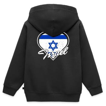 Jerusalem Davidstern Israel Flagge - Kinder Premium Organic Zip Hoodie - Schwarz - Hinten - AI Model Kid Male (0cm)