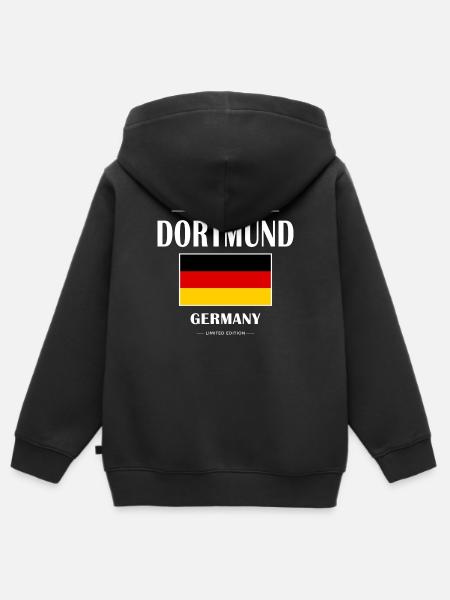 Dortmund - Kinder Premium Organic Zip Hoodie - Schwarz