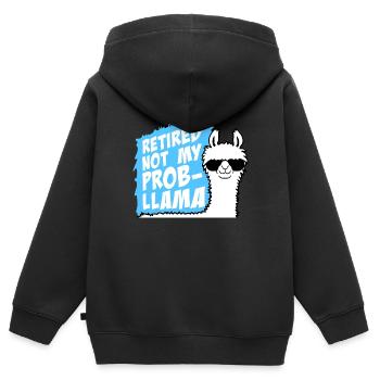 Nicht mein Prob Lama Ruhestand Prob-Llama im Ruhestand - Kinder Premium Organic Zip Hoodie - Schwarz - Hinten - AI Model Kid Male (0cm)