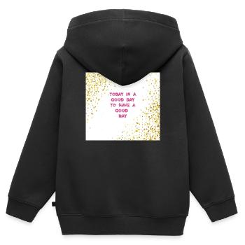 Heute ist Google-Tag - Kinder Premium Organic Zip Hoodie - Schwarz - Hinten - AI Model Kid Male (0cm)