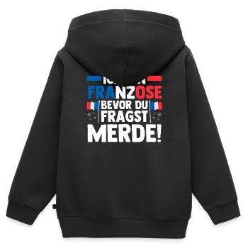 Français Français France - Sweat Premium à capuche zippé enfant bio - noir - Dos - AI Model Kid Male (0cm)