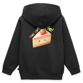 Hé, Cutie Pie ! - Sweat Premium à capuche zippé enfant bio - noir - Dos - AI Model Kid Male (0cm)