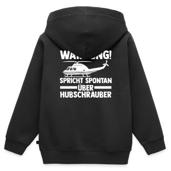 Pilote Hélicoptère Hélicoptère - Sweat Premium à capuche zippé enfant bio - noir - Dos - AI Model Kid Male (0cm)