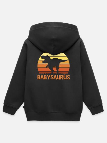 Babysaurus Dino Dinosaurier - Premium børne zip-hættetrøje økologisk - sort