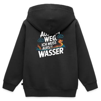 Aus dem Weg, ich muss aufs Wasser - Kinder Premium Organic Zip Hoodie - Schwarz - Hinten - AI Model Kid Male (0cm)