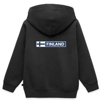 Finland National Flag - Kids Premium Organic Zip-up Hoodie - black - Back - AI Model Kid Male (0cm)