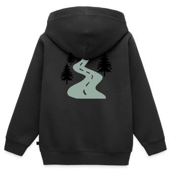 Straße Bäume Weg - Kinder Premium Organic Zip Hoodie - Schwarz - Hinten - AI Model Kid Male (0cm)