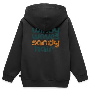 windy waves - Kinder Premium Organic Zip Hoodie - Schwarz - Hinten - AI Model Kid Male (0cm)