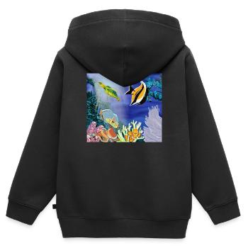 Under Water Image 01 - Kids Premium Organic Zip-up Hoodie - black - Back - AI Model Kid Male (0cm)