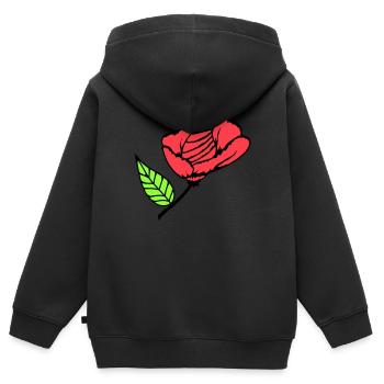 Hübsche Schöne Rose Blüte Blatt Röschen Romantisch - Kinder Premium Organic Zip Hoodie - Schwarz - Hinten - AI Model Kid Male (0cm)
