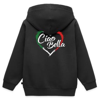ITALIENISCH - Kinder Premium Organic Zip Hoodie - Schwarz - Hinten - AI Model Kid Male (0cm)