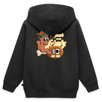 Thanksgiving en sauce - Sweat Premium à capuche zippé enfant bio - noir - Dos - AI Model Kid Male (0cm)