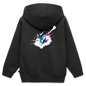 Kosmischer Fuchs - Kinder Premium Organic Zip Hoodie - Schwarz - Hinten - AI Model Kid Male (0cm)