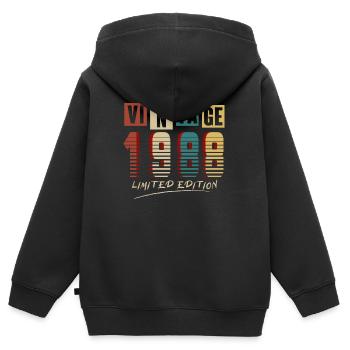 Vintage 1988 : Edition Limitée - 37e anniversaire. - Sweat Premium à capuche zippé enfant bio - noir - Dos - AI Model Kid Male (0cm)