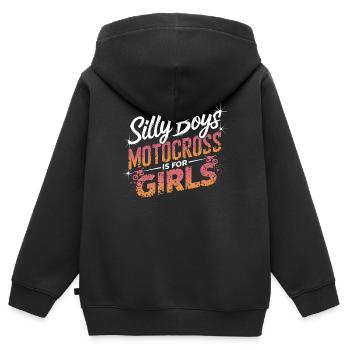 Motocross: Powerfrauen im Gelände - Kinder Premium Organic Zip Hoodie - Schwarz - Hinten - AI Model Kid Male (0cm)