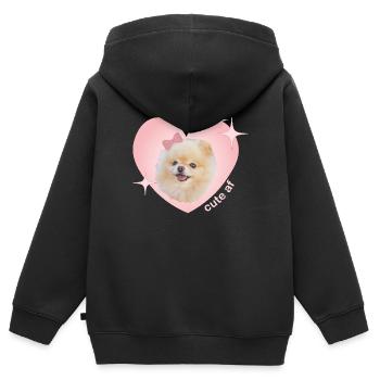 Cute AF Pomeranian - Kinder Premium Organic Zip Hoodie - Schwarz - Hinten - AI Model Kid Male (0cm)