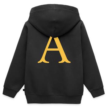 A - Sweat Premium à capuche zippé enfant bio - noir - Dos - AI Model Kid Male (0cm)