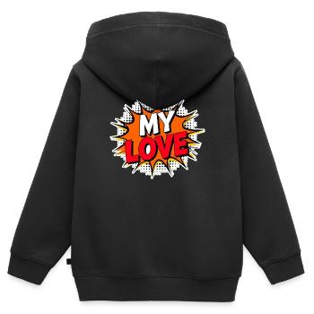 Happy Valentine's Day T-Shirt MY LOVE - Kids Premium Organic Zip-up Hoodie - black - Back - AI Model Kid Male (0cm)