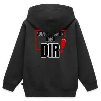À votre recherche - Sweat Premium à capuche zippé enfant bio - noir - Dos - AI Model Kid Male (0cm)