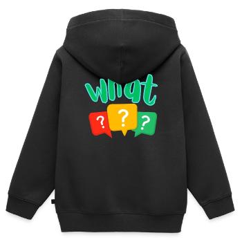 What ? - Kids Premium Organic Zip-up Hoodie - black - Back - AI Model Kid Male (0cm)