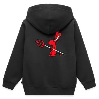 Hase Teufel Dämon Böse Satan Hölle Dreizack Kostüm - Kinder Premium Organic Zip Hoodie - Schwarz - Hinten - AI Model Kid Male (0cm)