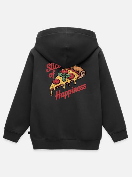 Slice of Happiness - Pizza - Kinder Premium Organic Zip Hoodie - Schwarz