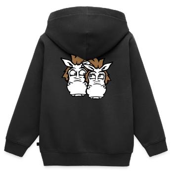 2 Chevaux Couple Drôle Couple Fou Amoureux - Sweat Premium à capuche zippé enfant bio - noir - Dos - AI Model Kid Male (0cm)