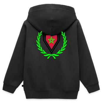 Maroc (armoiries & couronne de laurier) - Sweat Premium à capuche zippé enfant bio - noir - Dos - AI Model Kid Male (0cm)