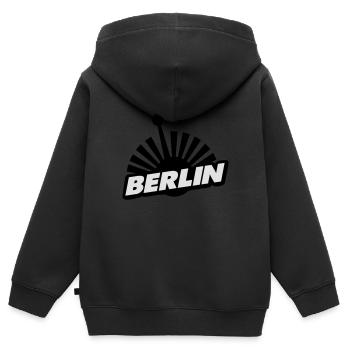 berlin - Kinder Premium Organic Zip Hoodie - Schwarz - Hinten - AI Model Kid Male (0cm)