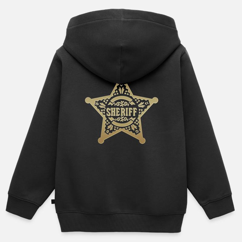 Étoile de shérif, shérif, étoile, carnaval, carnaval - Sweat Premium à capuche zippé enfant bio - noir