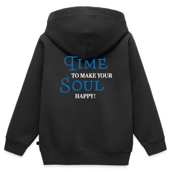 Il est temps de rendre votre âme heureuse - Sweat Premium à capuche zippé enfant bio - noir - Dos - AI Model Kid Male (0cm)