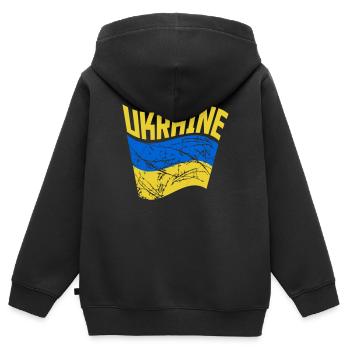 Flagge Wehen Ukraine - Kinder Premium Organic Zip Hoodie - Schwarz - Hinten - AI Model Kid Male (0cm)