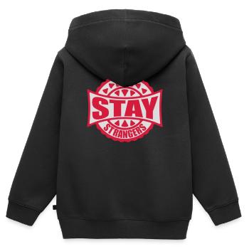 Citation Restons Strangers - Sweat Premium à capuche zippé enfant bio - noir - Dos - AI Model Kid Male (0cm)