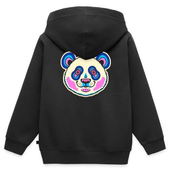 Panda Retro Vintage - Kinder Premium Organic Zip Hoodie - Schwarz - Hinten - AI Model Kid Male (0cm)