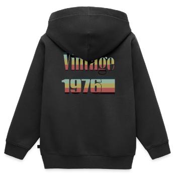 1976 anniversaire 1976 né en 1976 anniversaire - Sweat Premium à capuche zippé enfant bio - noir - Dos - AI Model Kid Male (0cm)
