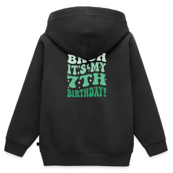 Bruh it's My 7th Birthday Gifts For Boys & Girls - Kids Premium Organic Zip-up Hoodie - black - Back - AI Model Kid Male (0cm)