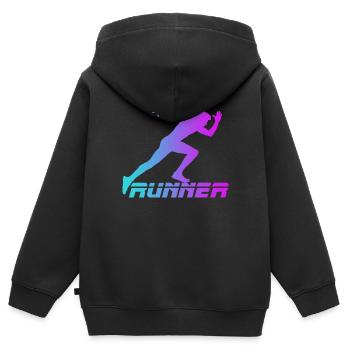 Runner - Sweat Premium à capuche zippé enfant bio - noir - Dos - AI Model Kid Male (0cm)