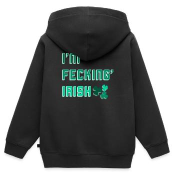 Ich bin verdammt irisch - Kinder Premium Organic Zip Hoodie - Schwarz - Hinten - AI Model Kid Male (0cm)