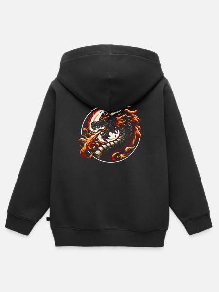 Bunter Feuerdrache für Drachenfans - Kinder Premium Organic Zip Hoodie - Schwarz