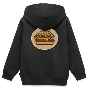 Cheeseburger - Sweat Premium à capuche zippé enfant bio - noir - Dos - AI Model Kid Male (0cm)