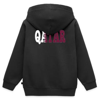 Qatar - Sweat Premium à capuche zippé enfant bio - noir - Dos - AI Model Kid Male (0cm)