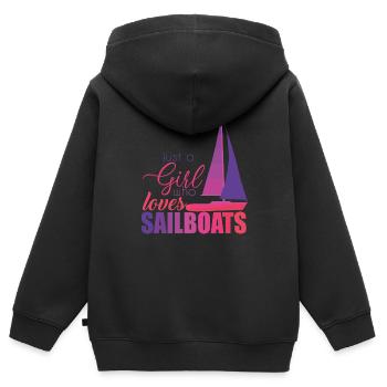 Segelboote - Kinder Premium Organic Zip Hoodie - Schwarz - Hinten - AI Model Kid Male (0cm)
