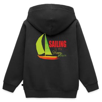 Segelboote - Kinder Premium Organic Zip Hoodie - Schwarz - Hinten - AI Model Kid Male (0cm)