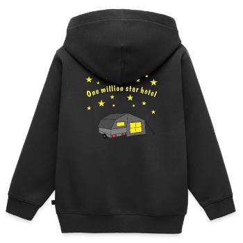 one million star hotel faltcaravan - Kinder Premium Organic Zip Hoodie - Schwarz - Hinten - AI Model Kid Male (0cm)