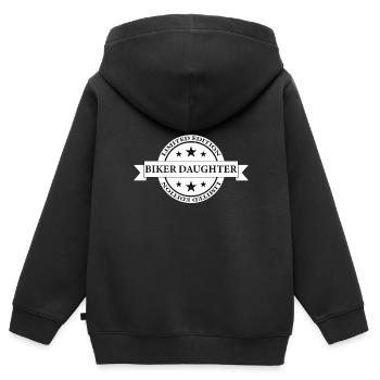 Banderole fille de moto - Sweat Premium à capuche zippé enfant bio - noir - Dos - AI Model Kid Male (0cm)