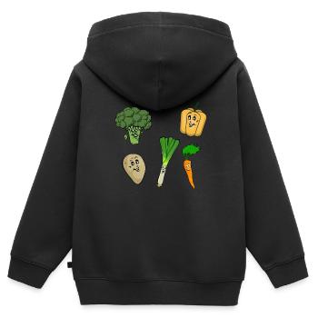 Happy vegetables - Kids Premium Organic Zip-up Hoodie - black - Back - AI Model Kid Male (0cm)